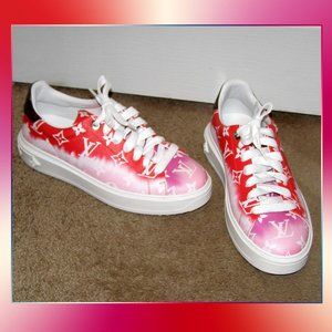 🔥 size 8.5/39 Authentic Louis Vuitton Time Out sneaker Red and Pink